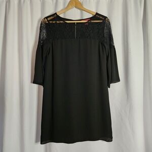 Saks Fifth Ave. Black Size Large Lace‎ Trim Fluttery Bell Sleeve
